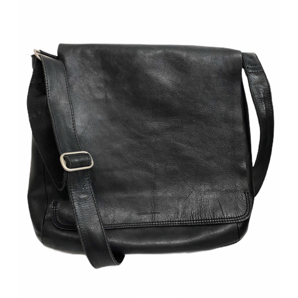 RUDSAK Leather Messenger Bag Black Crossbody LARGE